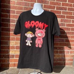 Gloomy The Naughty Grizzly Two-Sided Black Graphic Tee XL Bear Gore Goth Emo